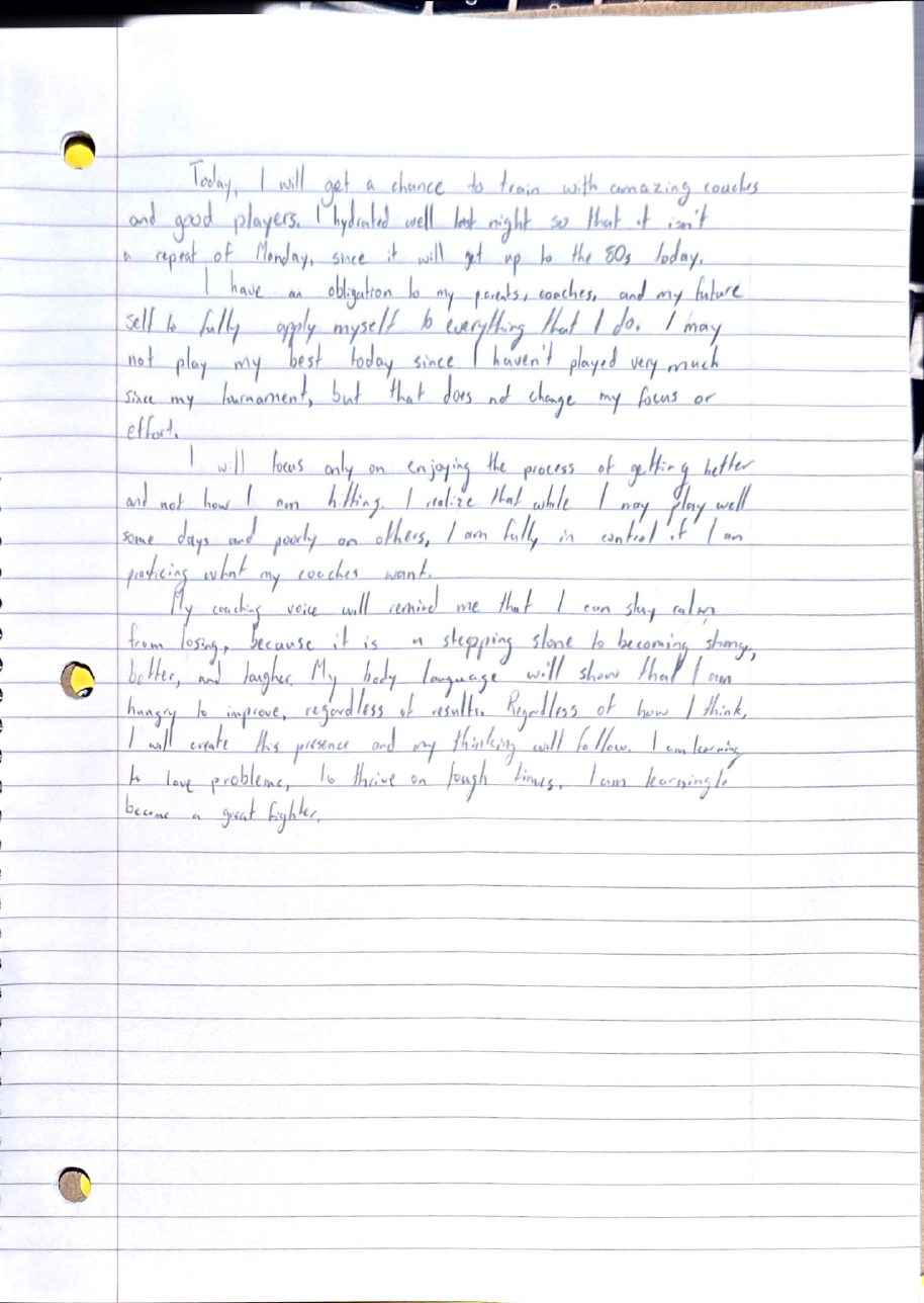 Scan of the handwritten notebook page, March 20, 2024
