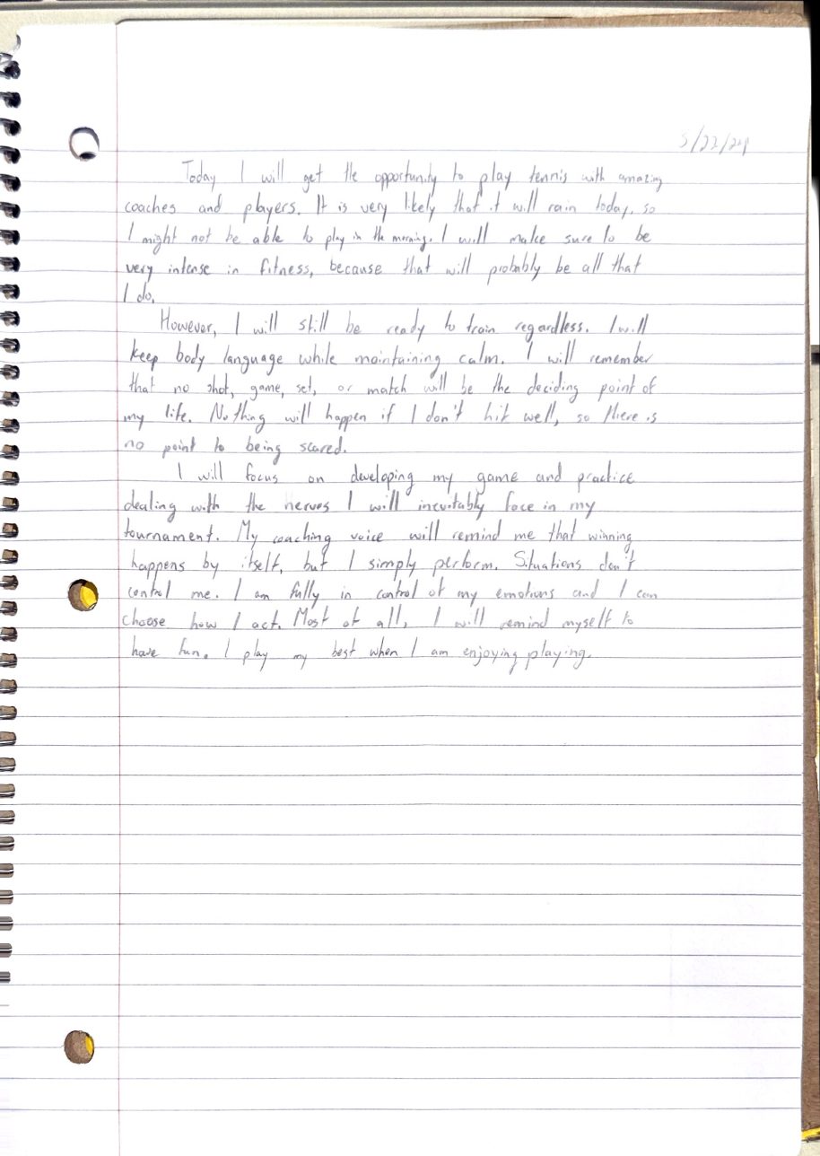 Scan of the handwritten notebook page, March 22, 2024