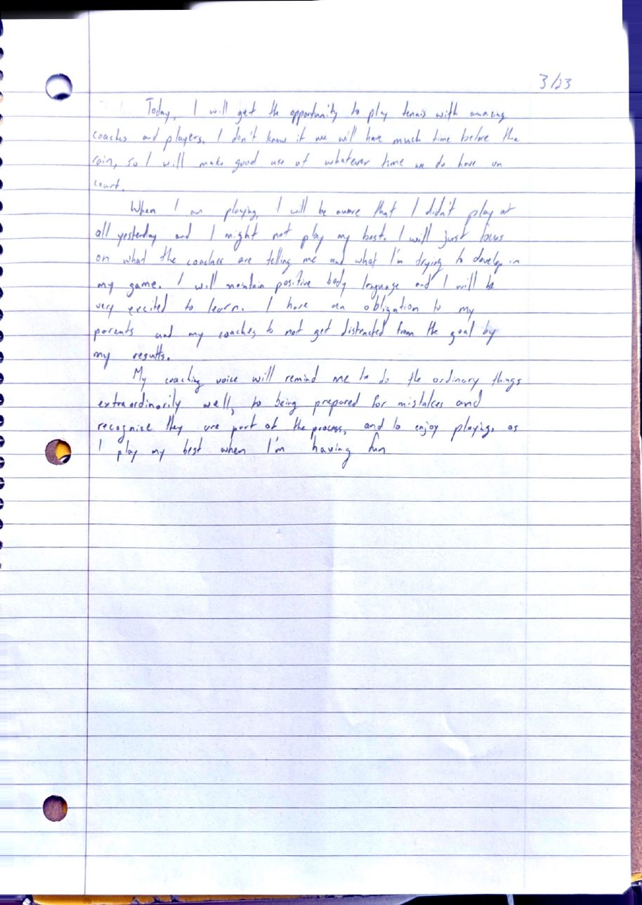 Scan of the handwritten notebook page, March 23, 2024