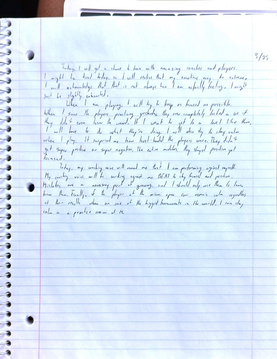 Scan of the handwritten notebook page, March 25, 2024