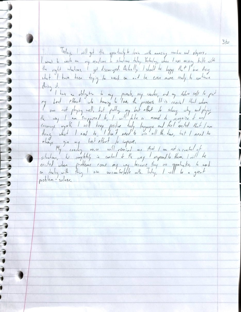 Scan of the handwritten notebook page, March 27, 2024